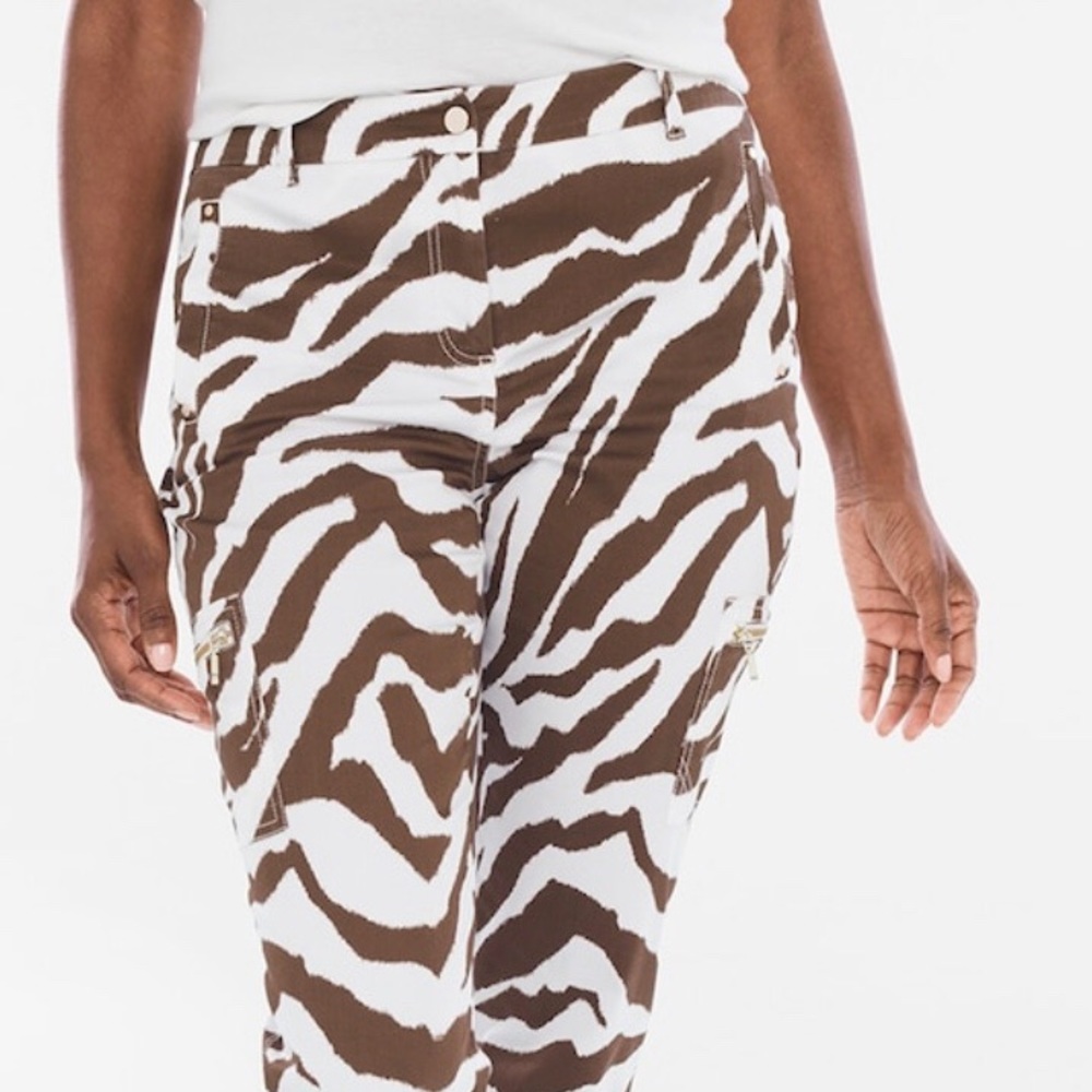 Chico’s zebra print luxe crop pants